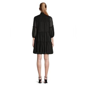 Gabby Skye-Printed Mock Neck Babydoll  Dress